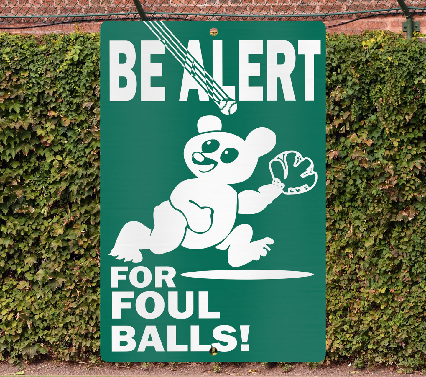 Be Alert for Foul Balls Wrigley Field Metal Sign